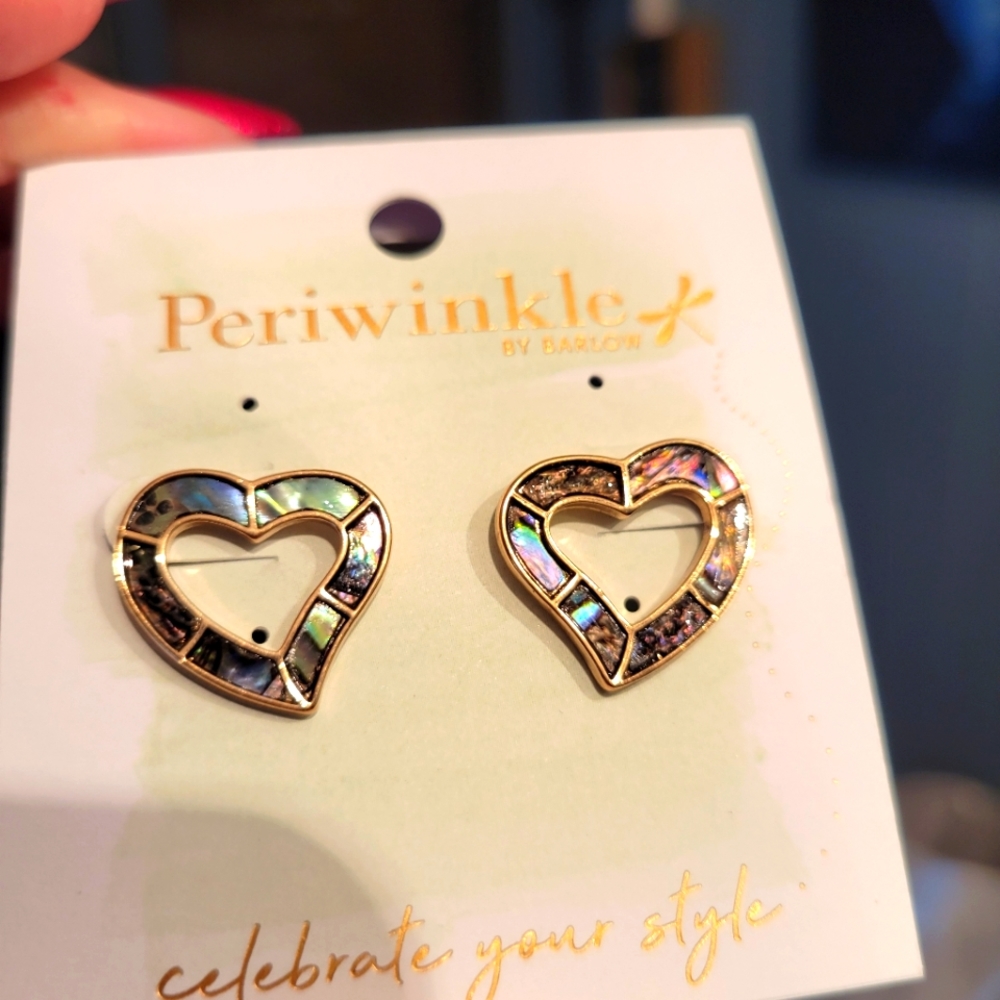 Periwinkle heart post pierced earrings